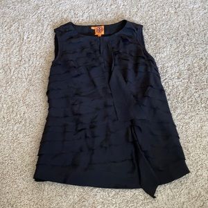 Tory Burch 100% Silk Black Fringe Blouse